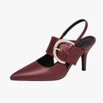 Zapatos de tacón con hebilla de cinturón para mujer, punta puntiaguda, tacón alto, elegantes