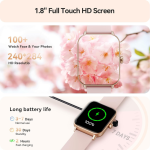 Reloj inteligente para mujer, Android y iPhone, Alexa integrado, IP68, impermeable, rastreador de actividad y actividad con llamada Bluetooth (respuesta/hace), reloj inteligente de 1.8 pulgadas con monitor de frecuencia cardíaca, SpO2/sueño, más de 100 modos deportivos - Imagen 7