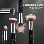 BEAKEY Juego de brochas de maquillaje, base profesional, corrector de sombra de ojos, aplicador bronceador en polvo, 2 esponjas de licuadora con estuche de papel de belleza - Imagen 3