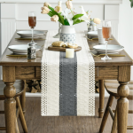 Camino de Mesa Rústico de Granja Gris Oscuro, Decoración de Mesa de Comedor de Cocina Hueca de Temporada y Vacaciones para Decoración de Fiesta del Hogar, 12 x 72 Pulgadas