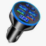 Adaptador De Carga Súper Rápida USB C Para Coche Y Teléfono 6 En 1 Con Pantalla De Voltaje 250W Carga USB De Encendedor De Cigarrillos De Múltiples Puertos Para iPhone 16 15 14 13 12 11 Samsung Galaxy